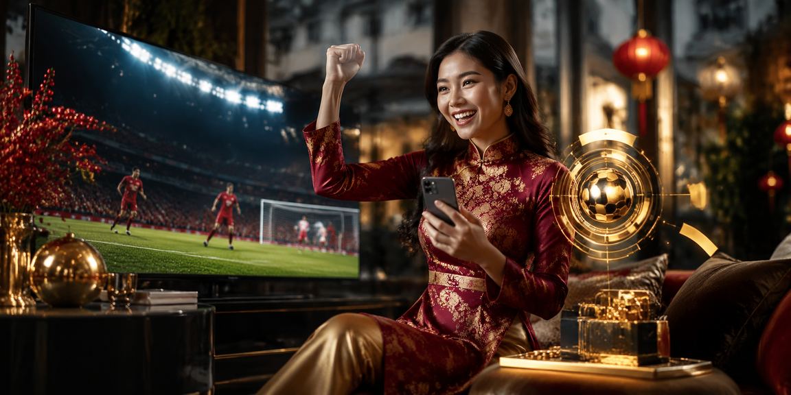 Người hâm mộ bóng đá tại Hà Nội theo dõi kèo cược mặc áo dài truyền thống