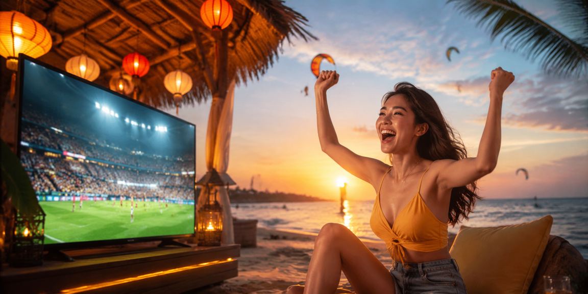 Người chơi cá cược thể thao tại khu phố đèn lồng Hội An ban đêm